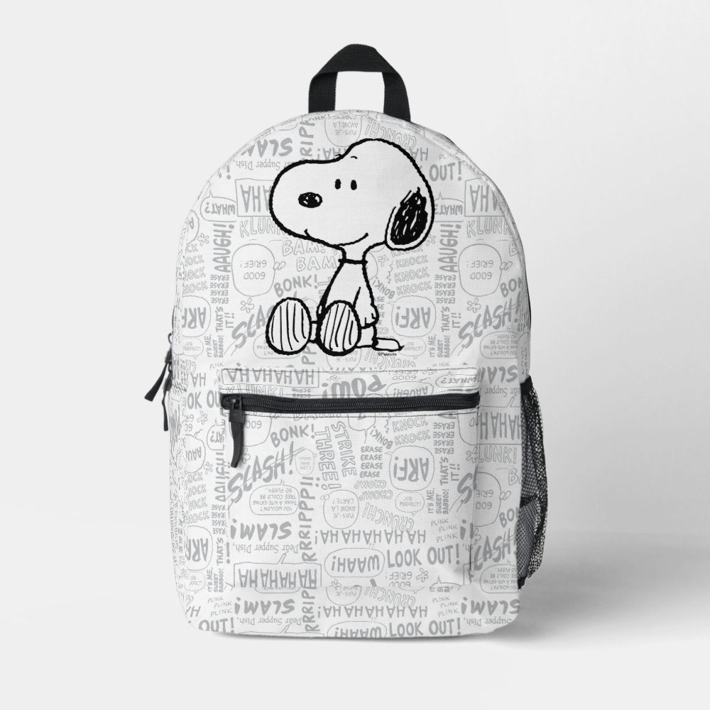 PEANUTS | Snoopy on Black White Comics Printed Backpack
