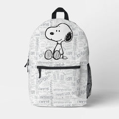 PEANUTS | Snoopy on Black White Comics Printed Backpack
