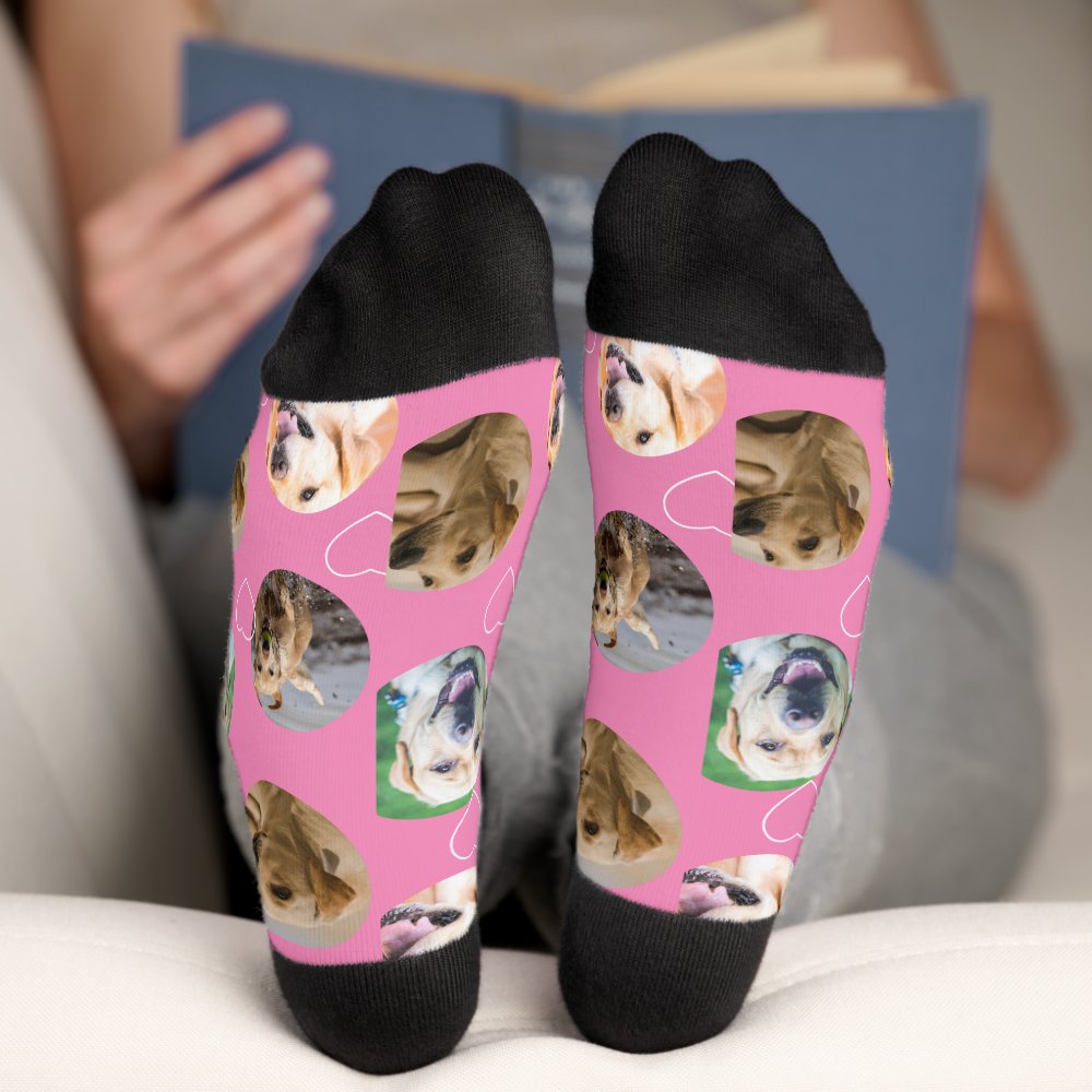 4 Photo collage and text template custom made Socks