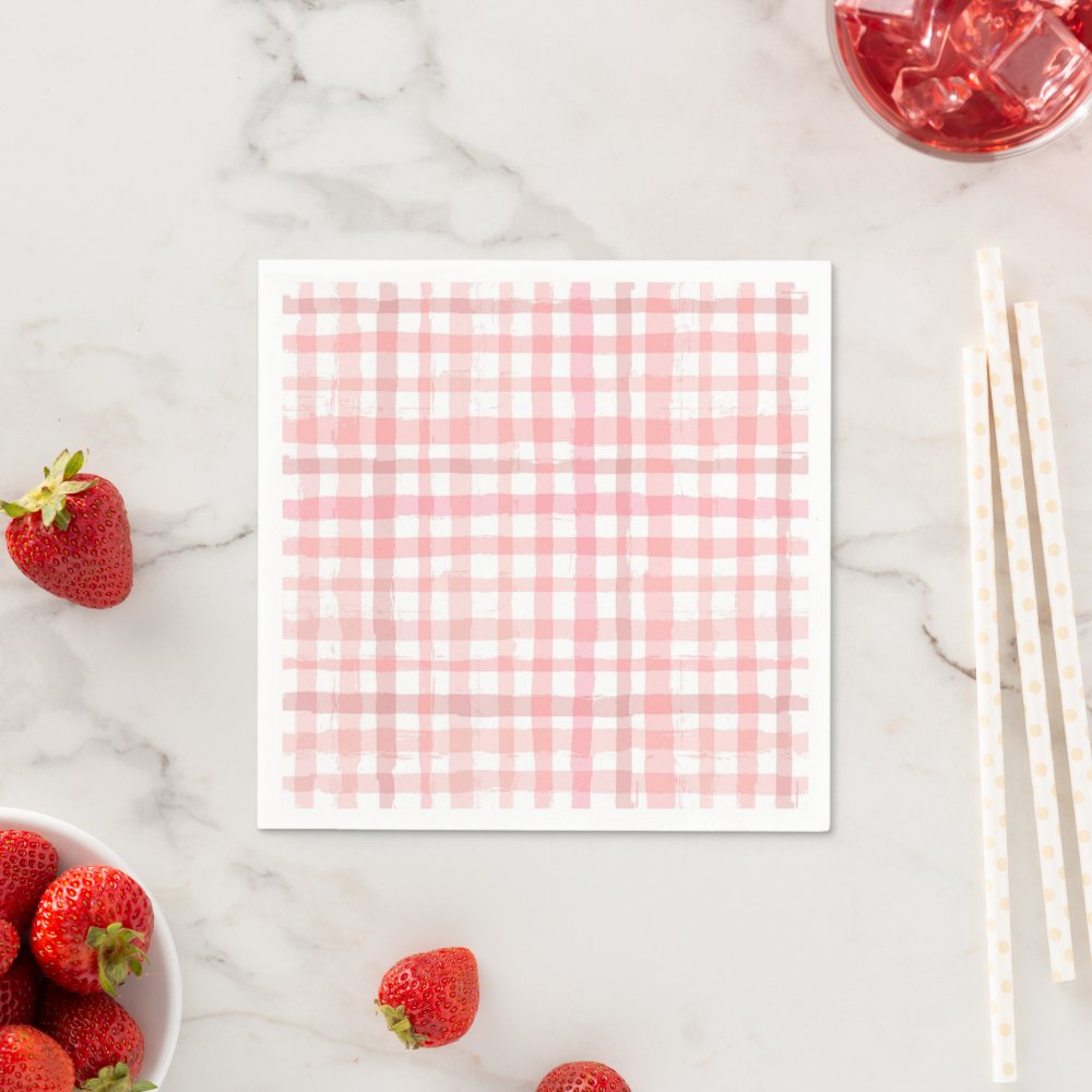 Strawberry Party Napkins | Gingham Napkins