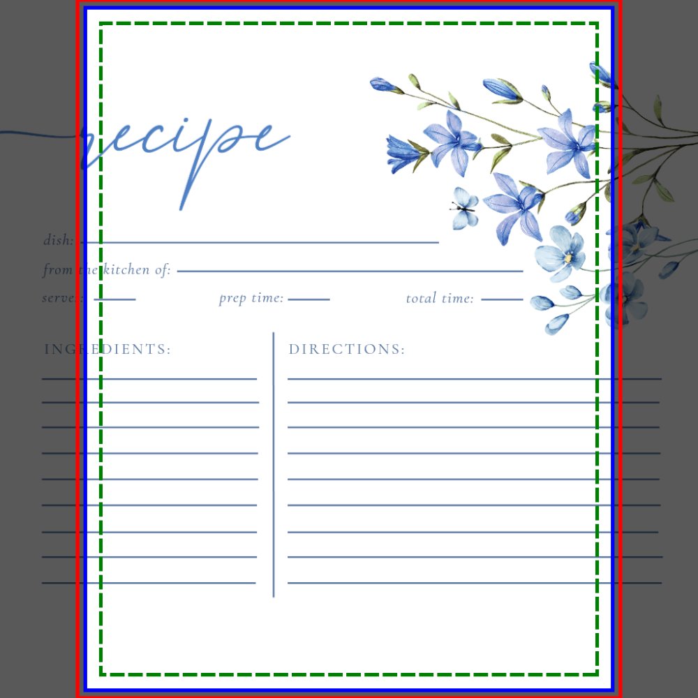 Elegant Dusty Blue Bridal Shower Recipe Card