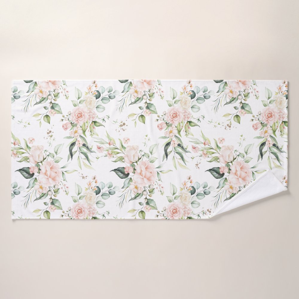 Elegant Blush Pink Eucalyptus Bath Towel Set