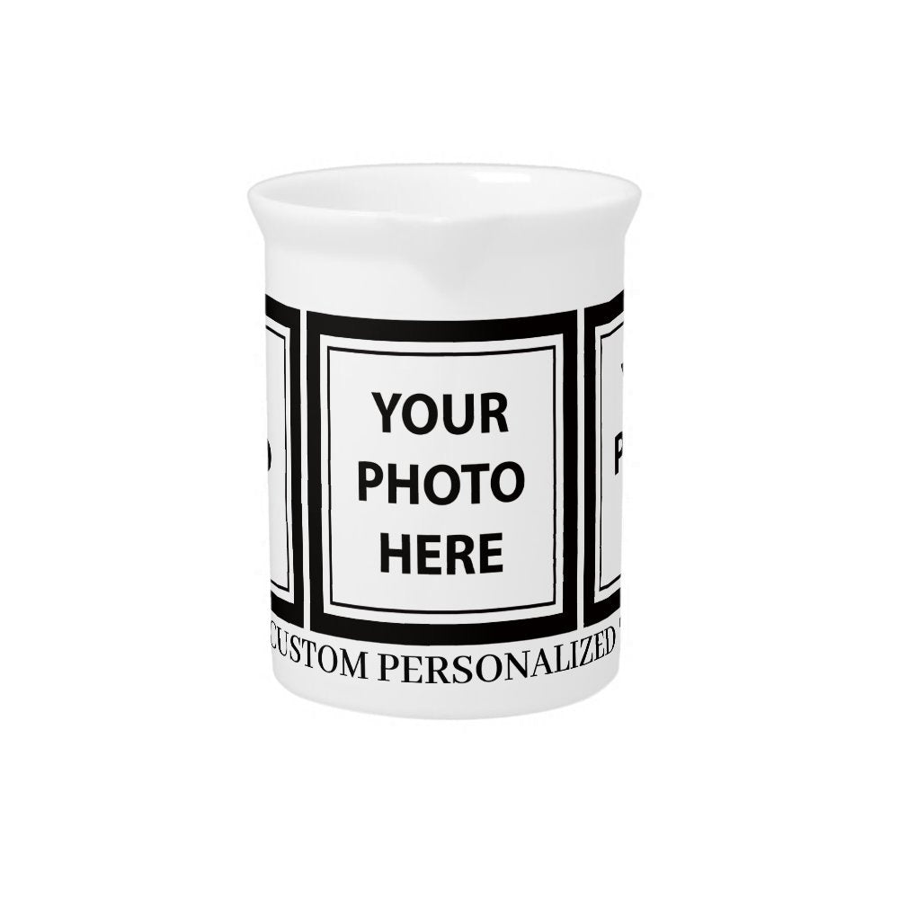 Upload 3 Photos & Add Text – Customize Picture Beverage Pitcher