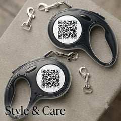 Retractable Leash Featuring Your Pet’s QR Info