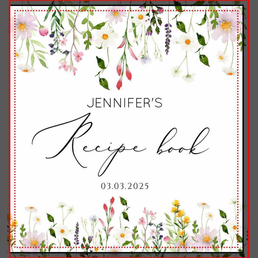 Wildflowers elegant bridal shower recipe book 3 ring binder