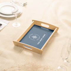 elegant navy blue nautical compass boat  serving tray