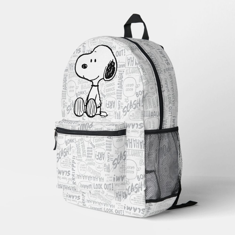 PEANUTS | Snoopy on Black White Comics Printed Backpack