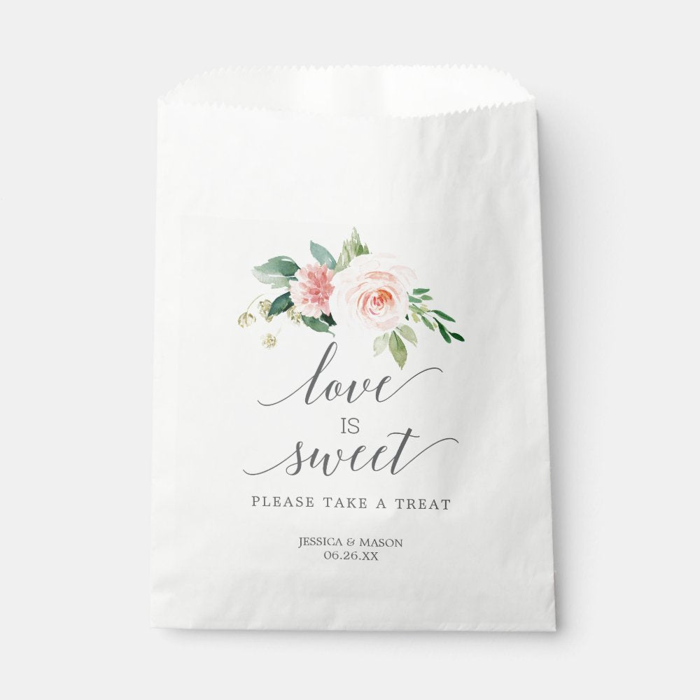 Wedding Favor Bag Love is Sweet Blushing Blooms