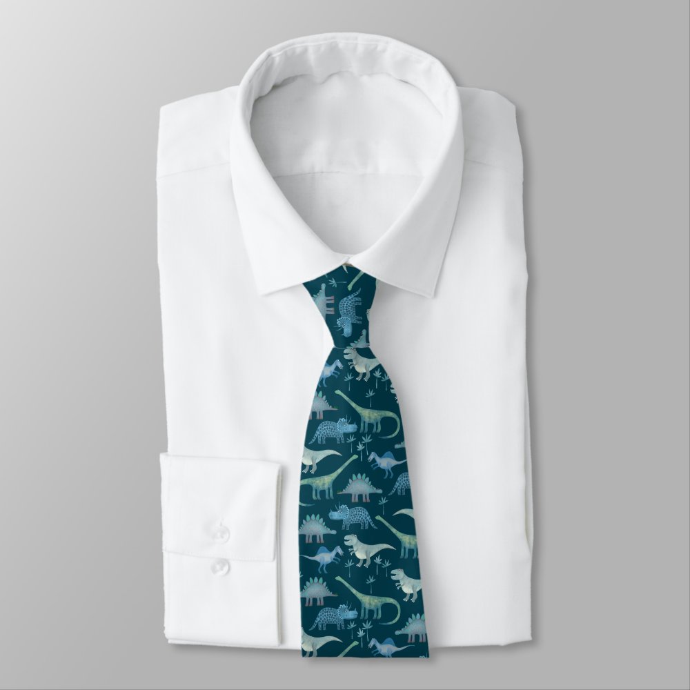 Dinosaurs Green Pattern Neck Tie