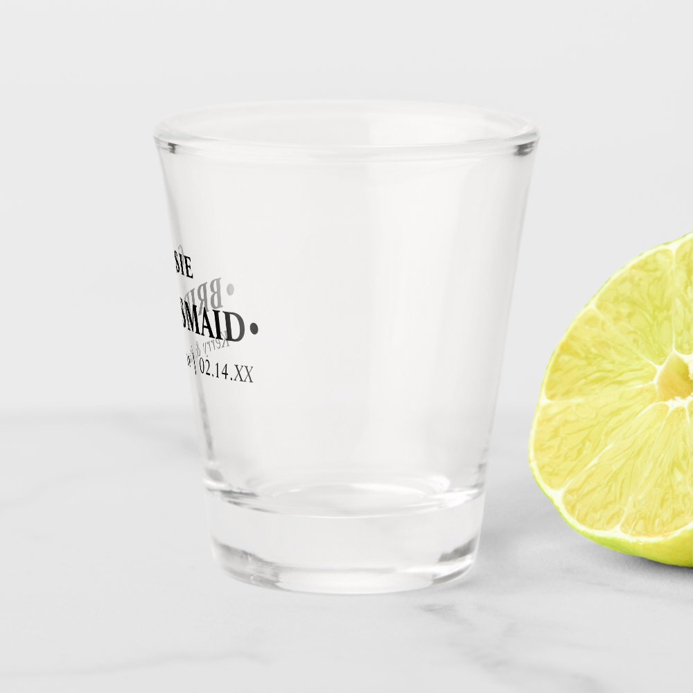 Wedding Date and Names Bridesmaid Personalized Shot Glass