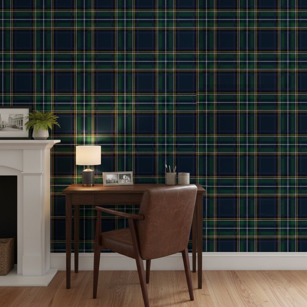 Green and Blue Tartan Plaid Wallpaper