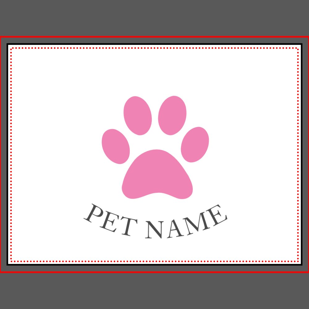 Simple Pink Pet Paw with Name Bed