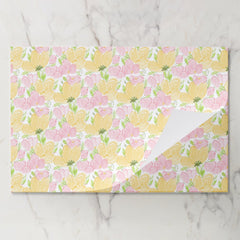 Yellow Pink Floral Paper Placemats, Garden Flowers Pad