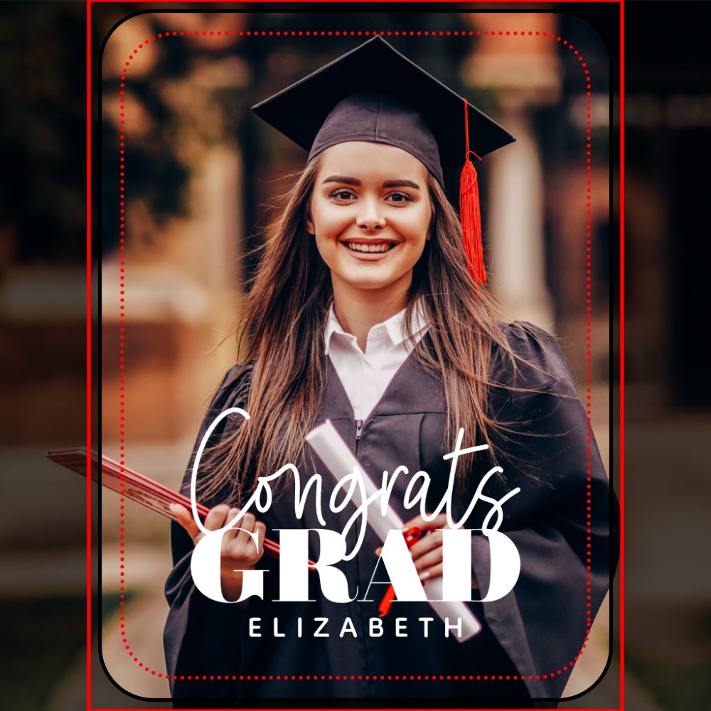 Congrats Grad Modern Simple Script Custom Photo Magnet