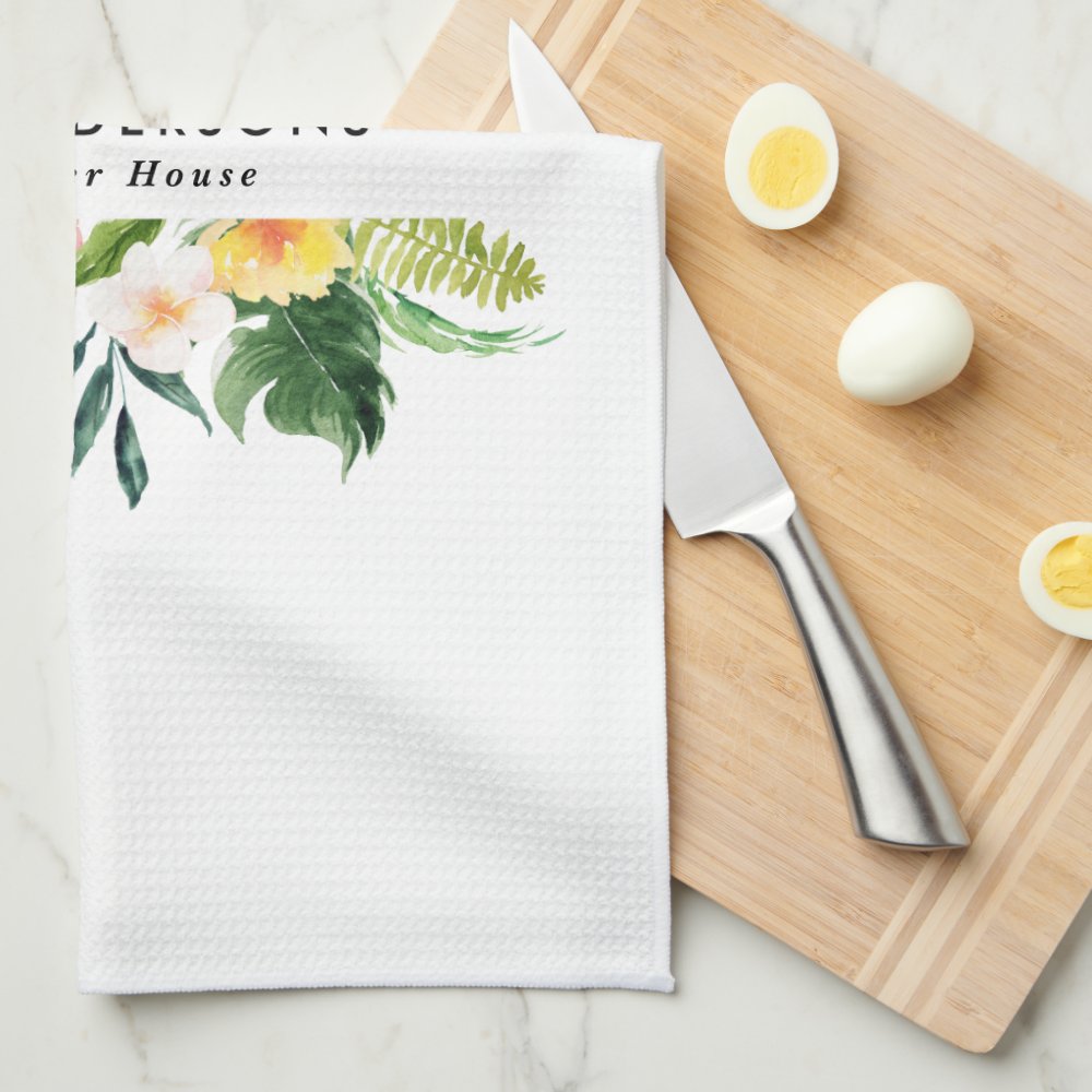 Tropical botanical floral summer vacation  kitchen towel