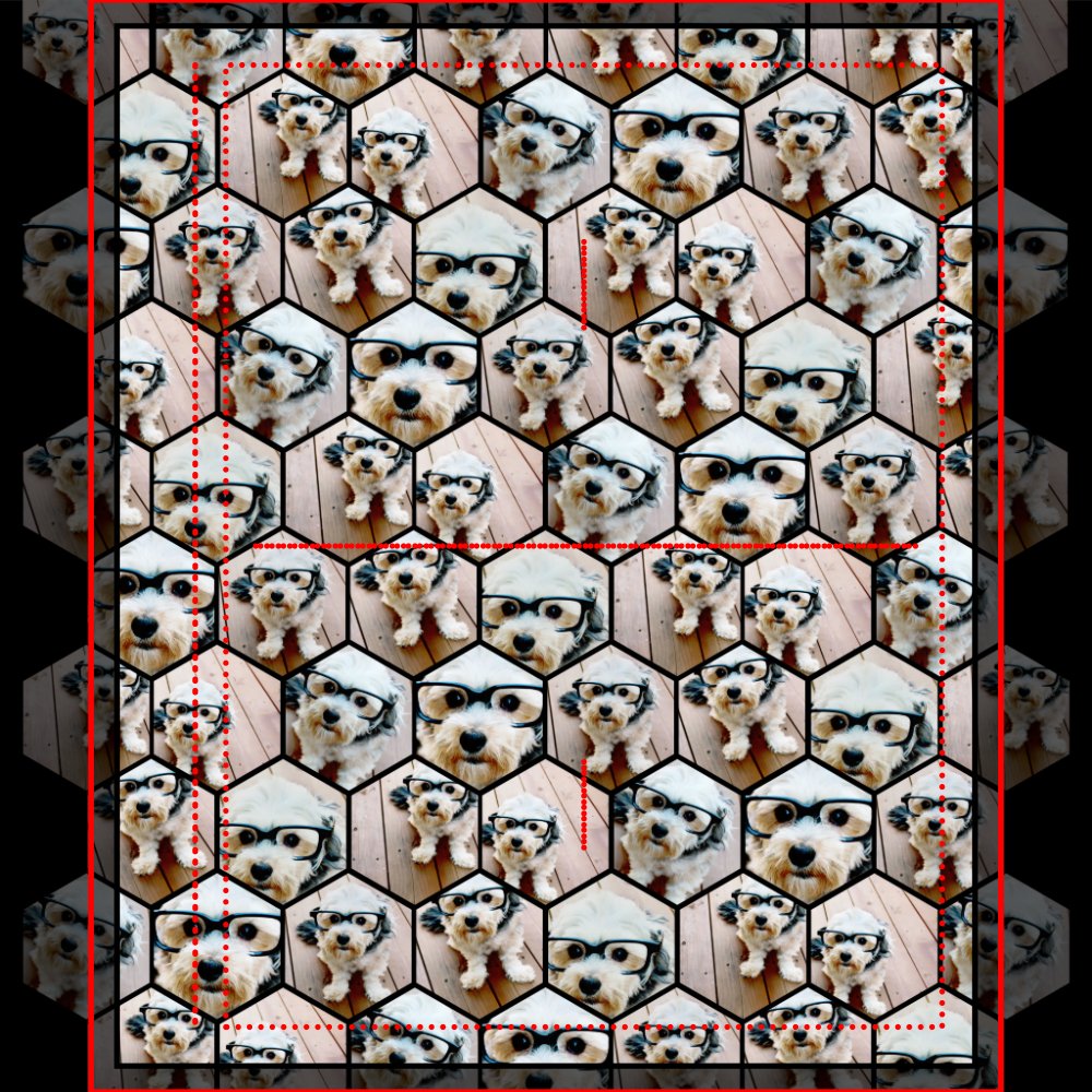 7 Photo Collage - funky hexagon pattern black Pillow Case
