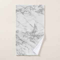 Elegant chic white gray silver marble bath towel set
