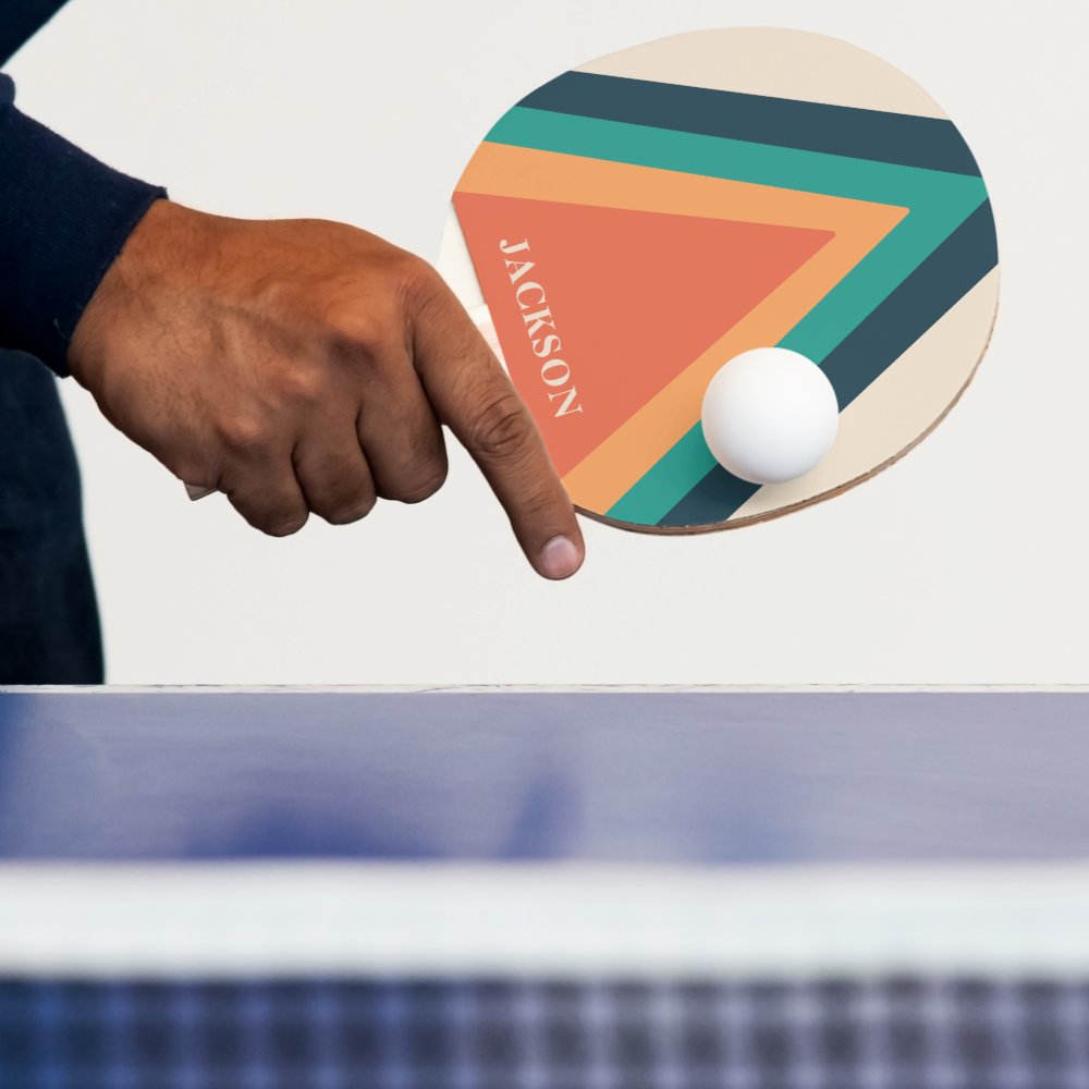 Cool Stylish Retro Stripes Personalized Ping Pong Paddle