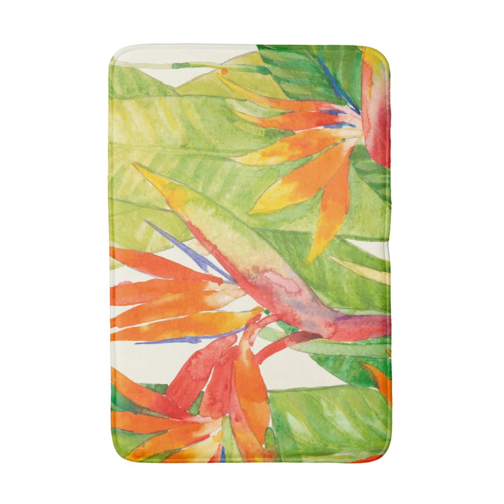 Tropical Flowers | Bird of Paradise Bathroom Mat