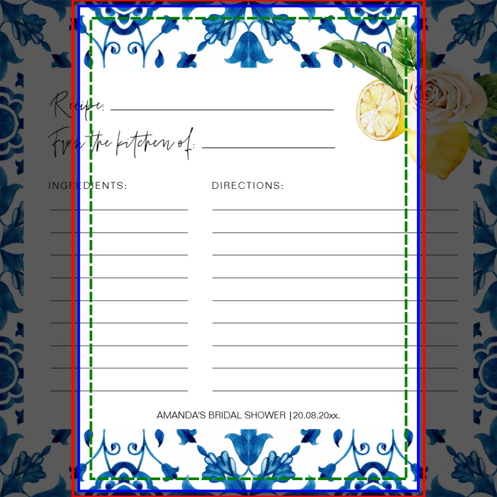 Mediterranean Blue Tiles Italy Recipe Cards