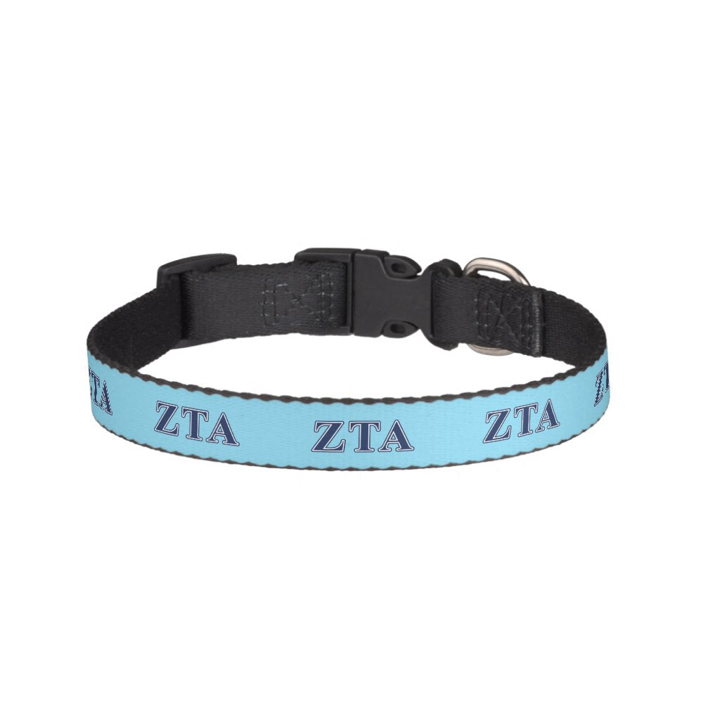 Zeta Tau Alpha Navy Letters Pet Collar