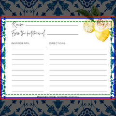Mediterranean Blue Tiles Italy Recipe Cards