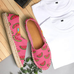 Summer Watermelon on Pink Pattern Espadrilles