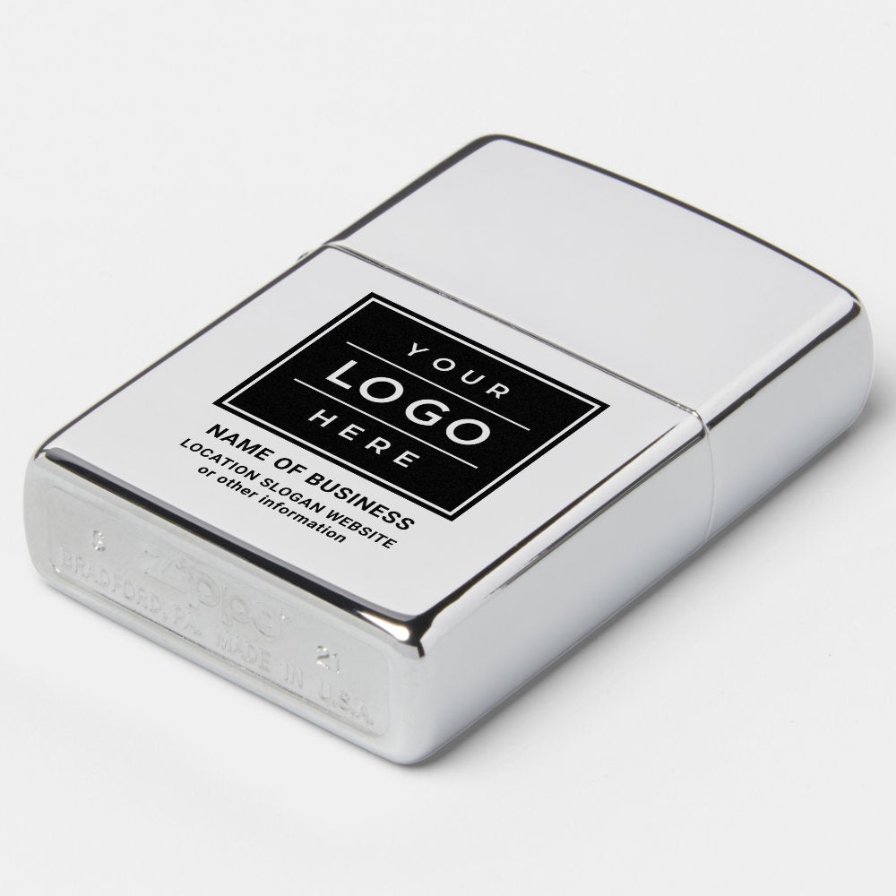 Branded Chrome Business Logo Promo Zippo Lighter