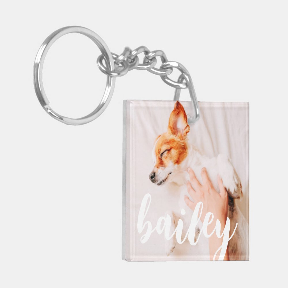 Modern Playful Simple Elegant Chic Pet Photo Keychain
