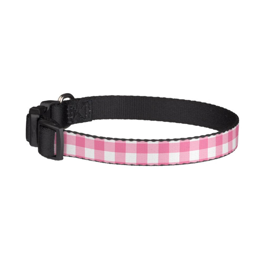 Cute Pink Gingham Pattern Pet Collar