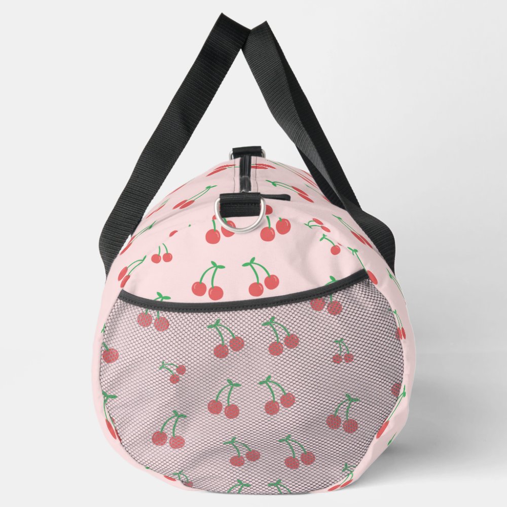 Sweet red cherries  duffle bag