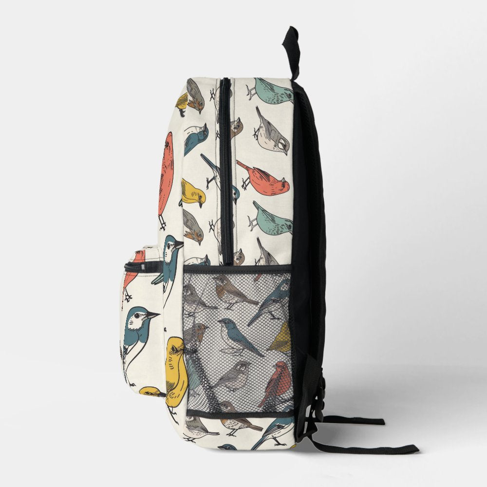 Tiled Birds Pattern Printed Backpack
