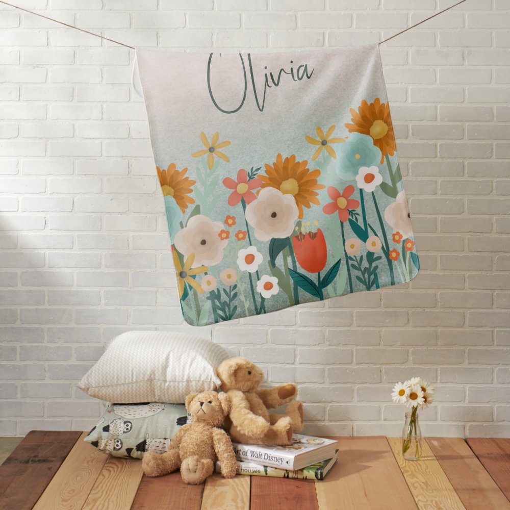 Girls Cute and Elegant Floral Botanical Baby Blanket