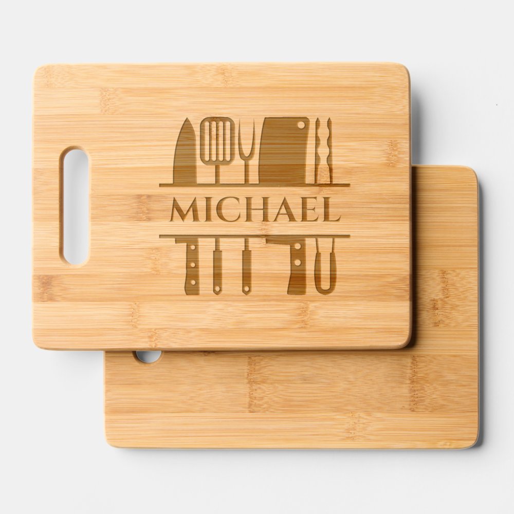 Barbecue BBQ Cook Monogram Chef Grilling Engraved Cutting Board