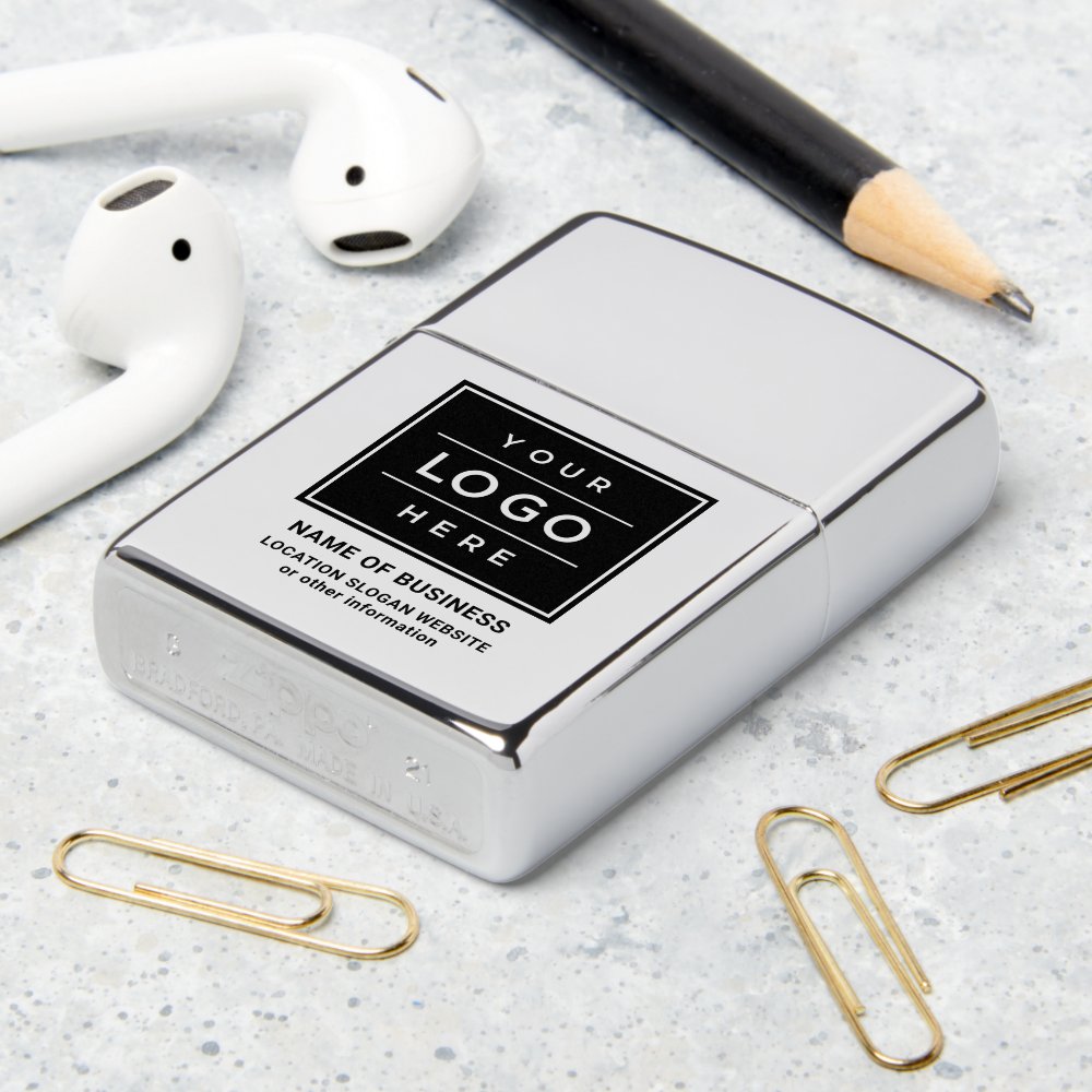 Branded Chrome Business Logo Promo Zippo Lighter
