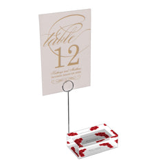 Red Roses Wedding Table Number Place Card Holder