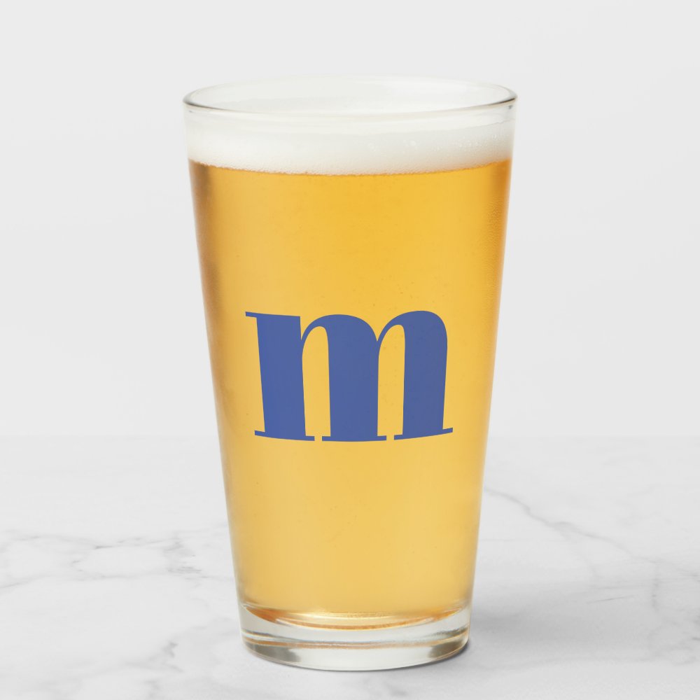 Modern Monogram Initial Beer Glass