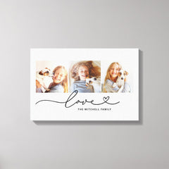 Love Heart Script Family Photo Collage Canvas Print