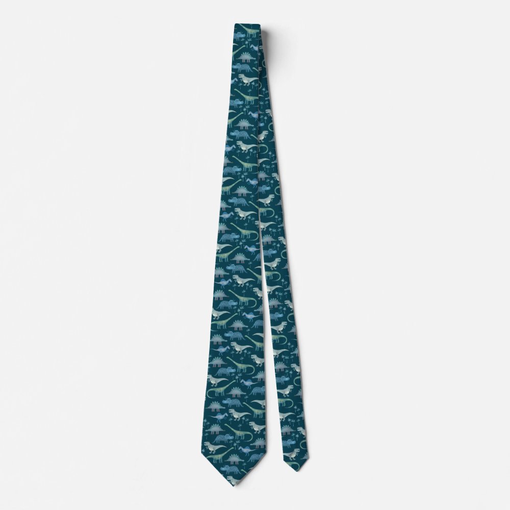Dinosaurs Green Pattern Neck Tie