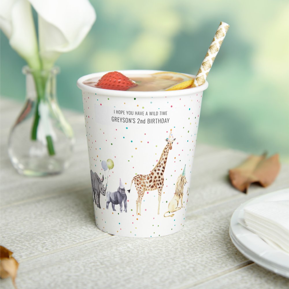 Modern Simple Party Animal | Wild Animal Birthday  Paper Cups