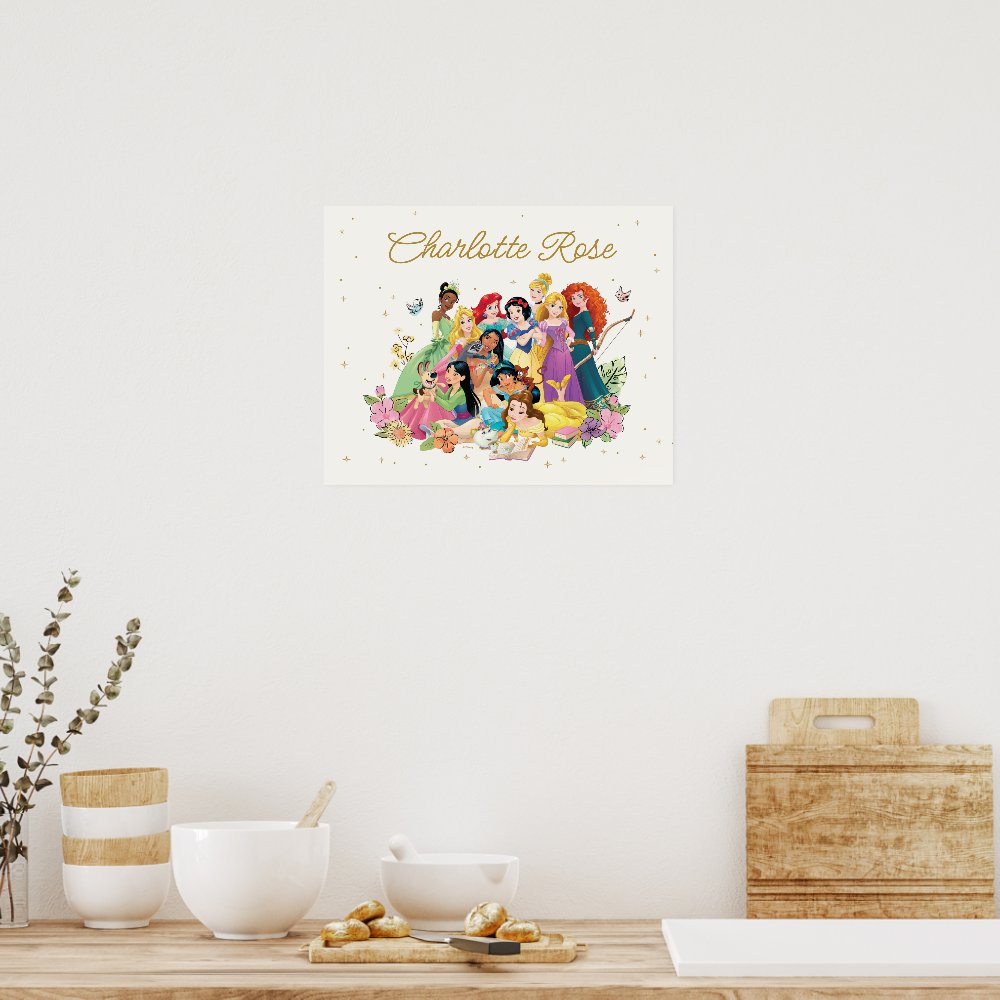 Personalized Disney Princess Floral Poster