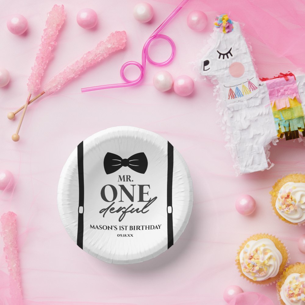 Mr. ONEderful Bowtie First 1st Birthday Party Paper Bowls