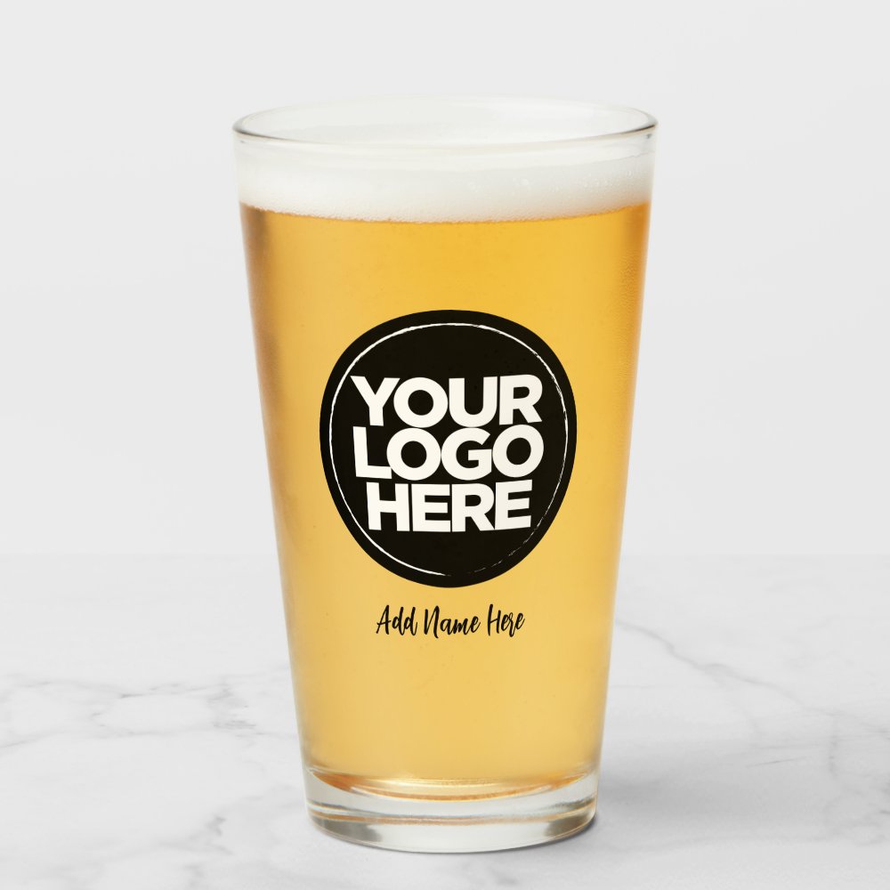 Personalized Logo, Casual Script text Beer Glasses