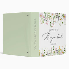 Wildflowers elegant bridal shower recipe book 3 ring binder