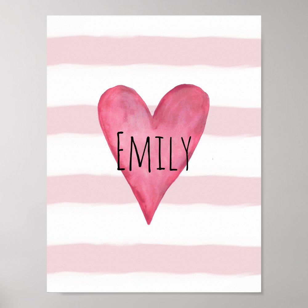 You are Loved Customizable Pink Heart Baby Girl's Poster
