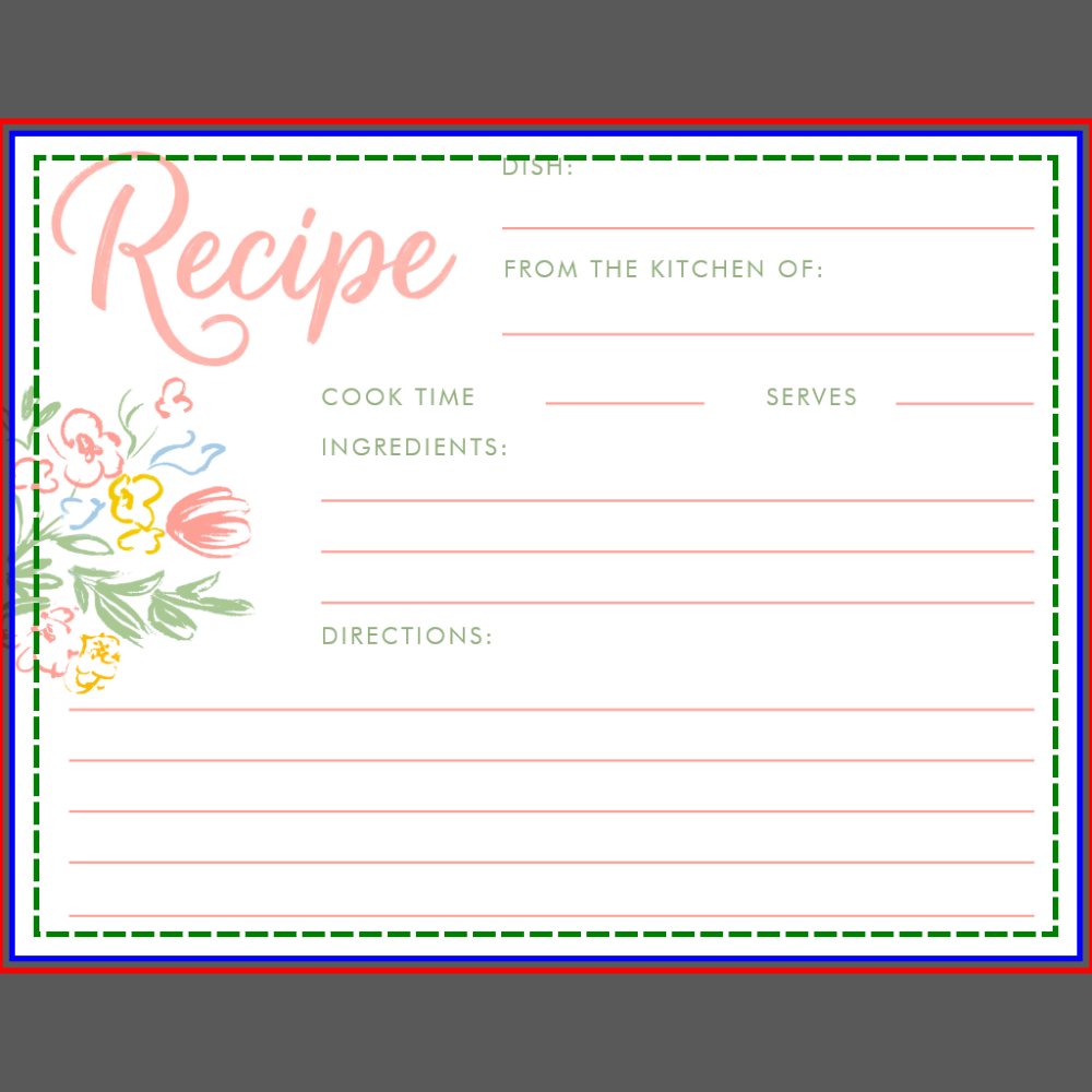Pastel Floral Whimsical Bridal Shower Recipe Card
