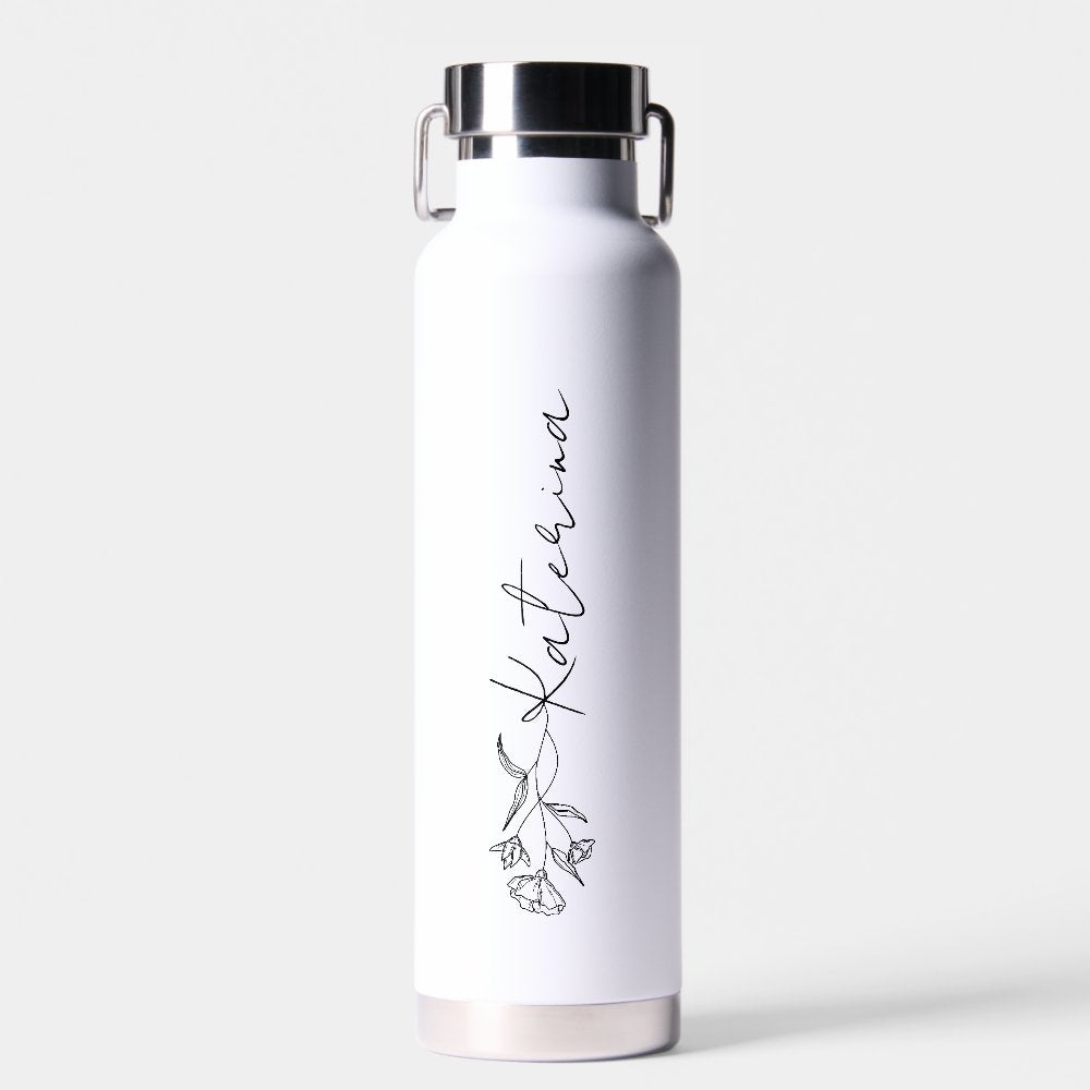 Personalized Your Name Floral Water Bottle