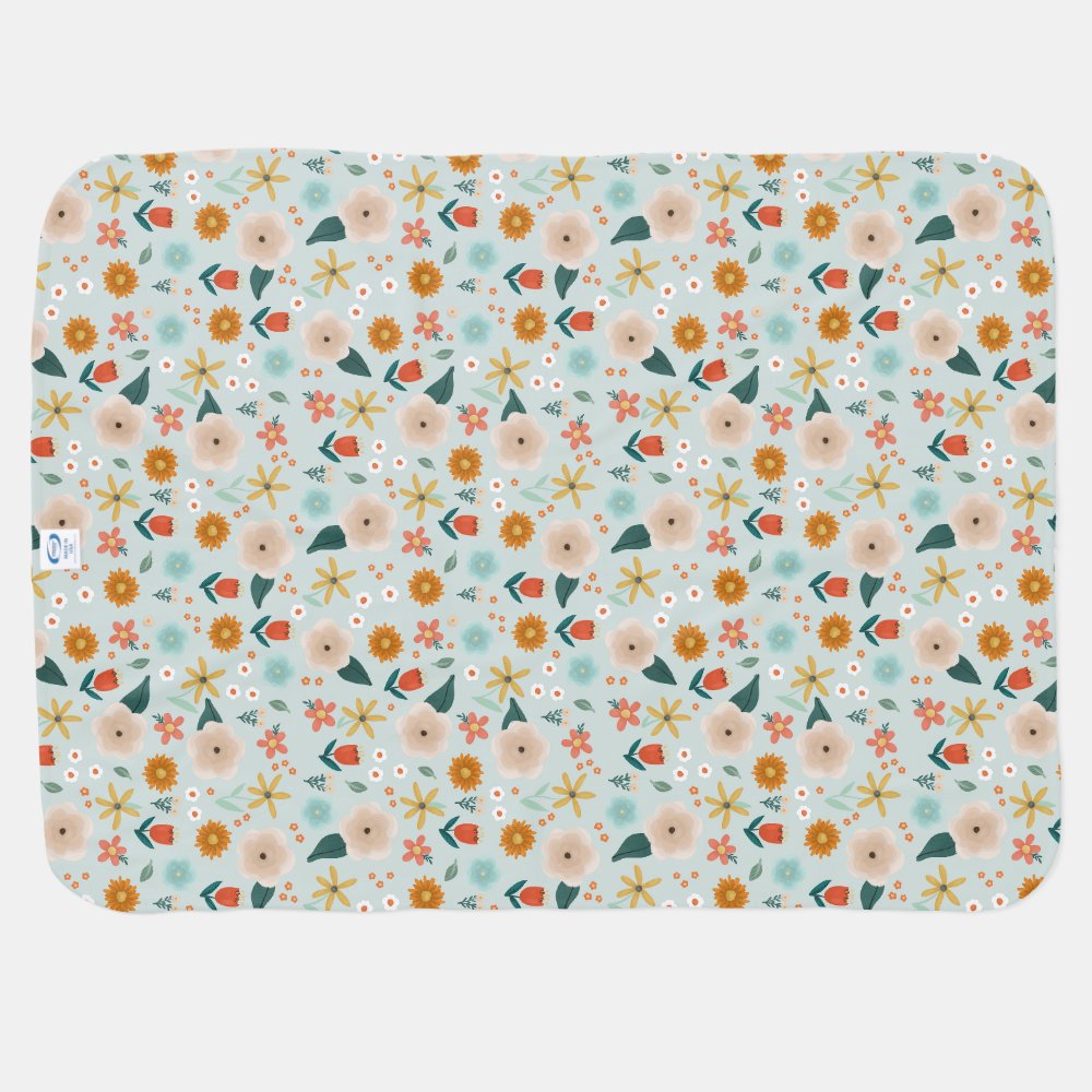 Girls Cute and Elegant Floral Botanical Baby Blanket