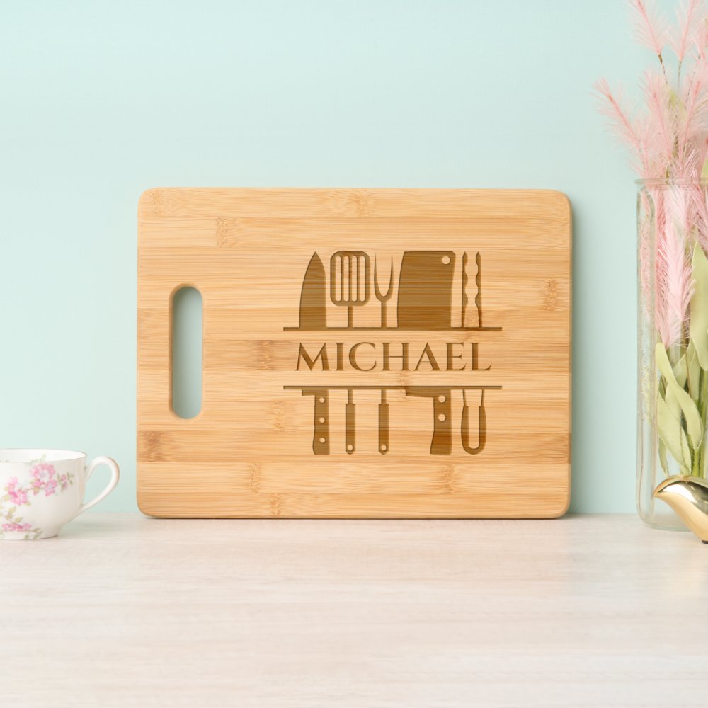 Barbecue BBQ Cook Monogram Chef Grilling Engraved Cutting Board