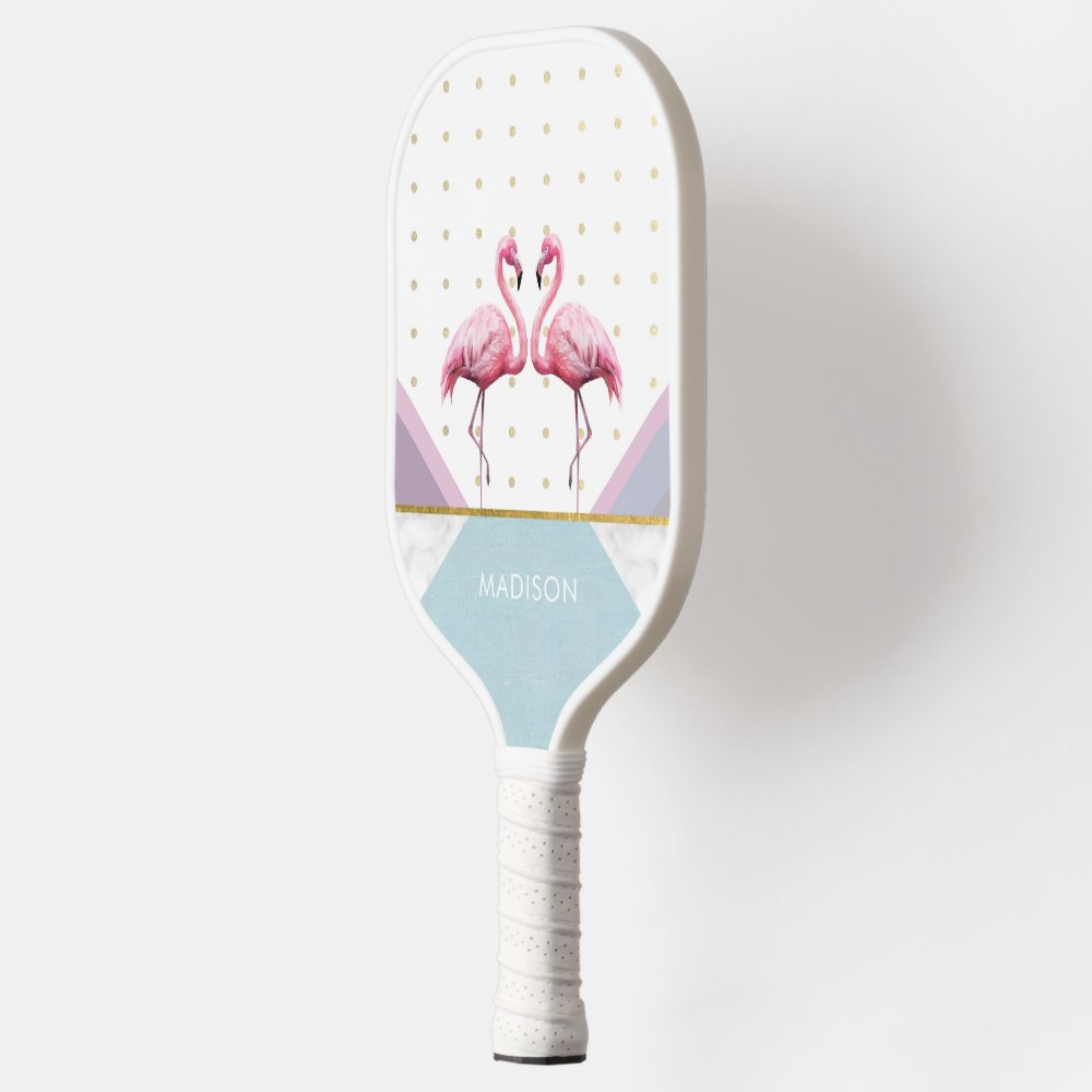 Modern Trendy Flamingo Pink Girly Name Pickleball Paddle